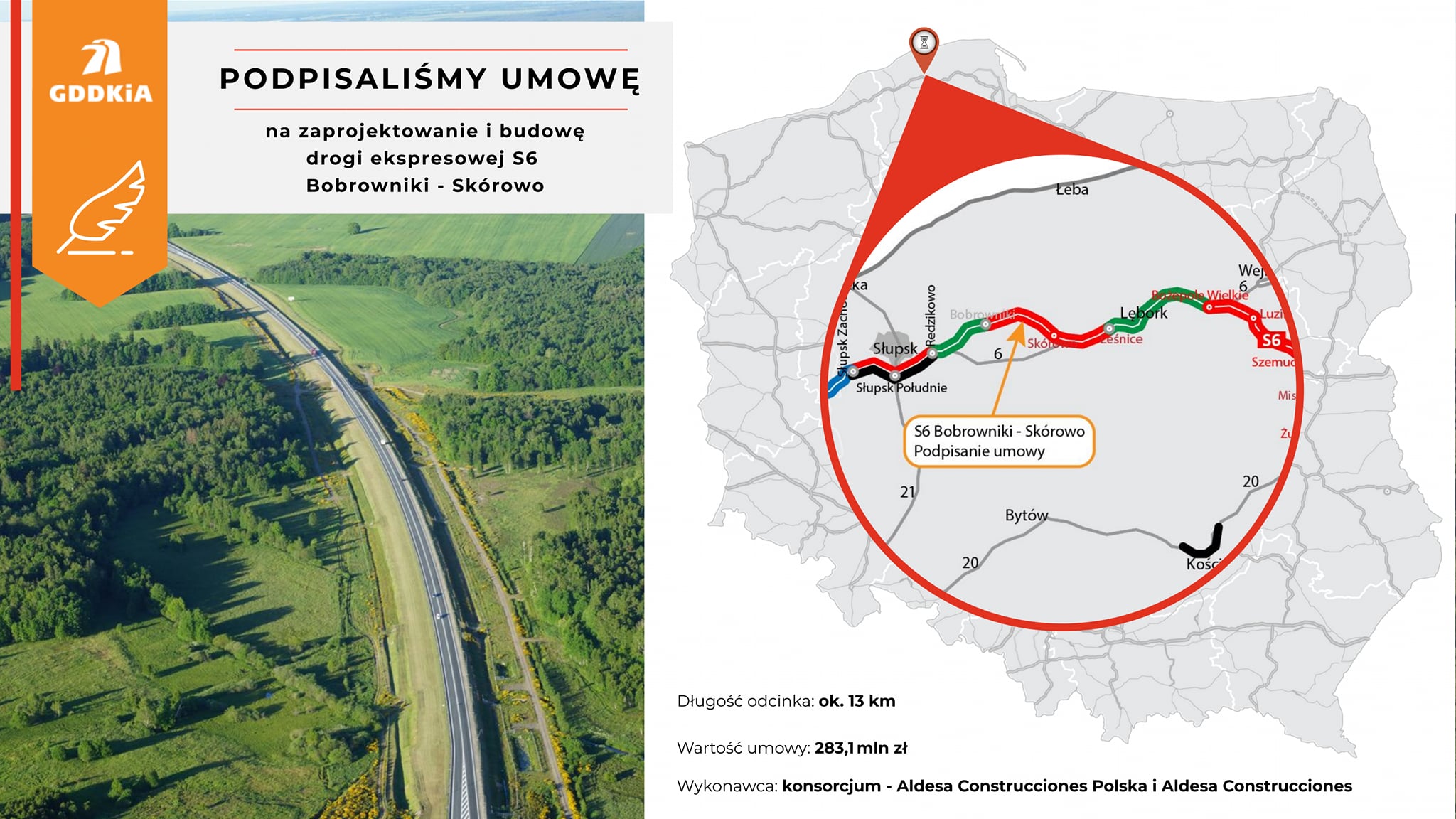 We wtorek została podpisana umowa z wykonawcą na budowę odcinka Bobrowniki - Skórowo. Inwestycja w budowę trasy S6 to wielki krok dla Pomorza i kolejna dobra informacja dla mieszkańców.