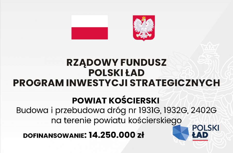 Powiat kościerski podpisał umowy na budowę i przebudowę dróg powiatowych o wartości ponad 14 milionów złotych z Polskiego Ładu – Program Inwestycji Strategicznych.