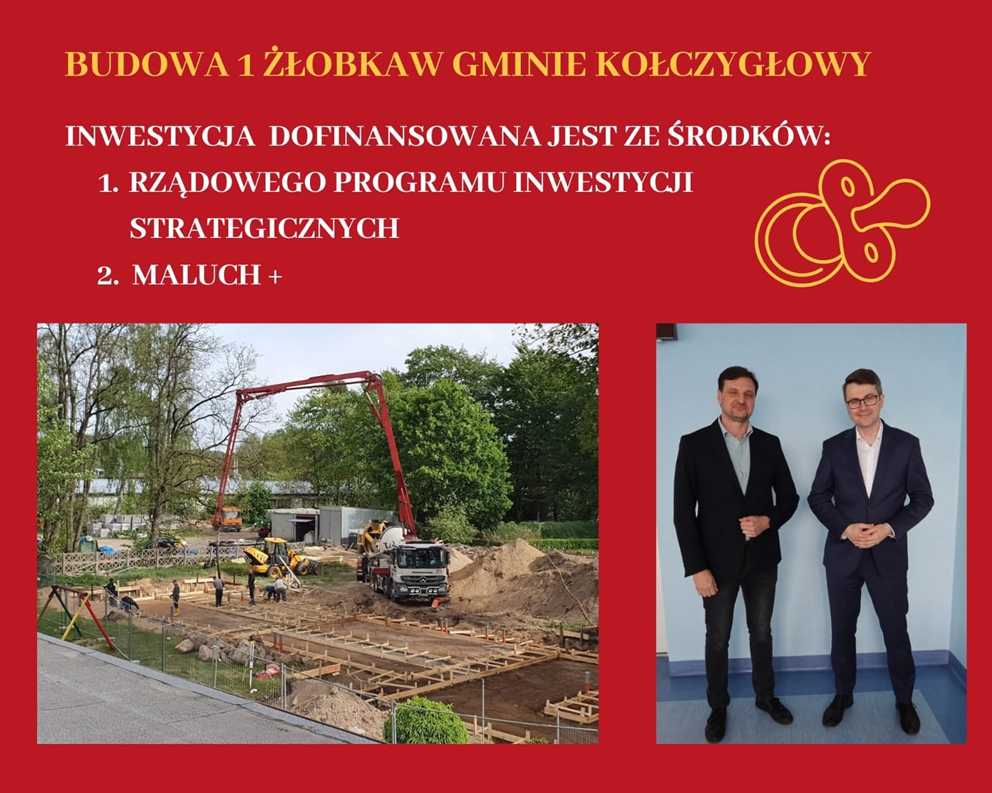 11 maja wójt Artur Kalinowski zawarł umowę na wykonanie robót budowlanych związanych z budową pierwszego gminnego żłobka w miejscowości Kołczygłowy, a już dwa tygodnie później rozpoczęły się prace!