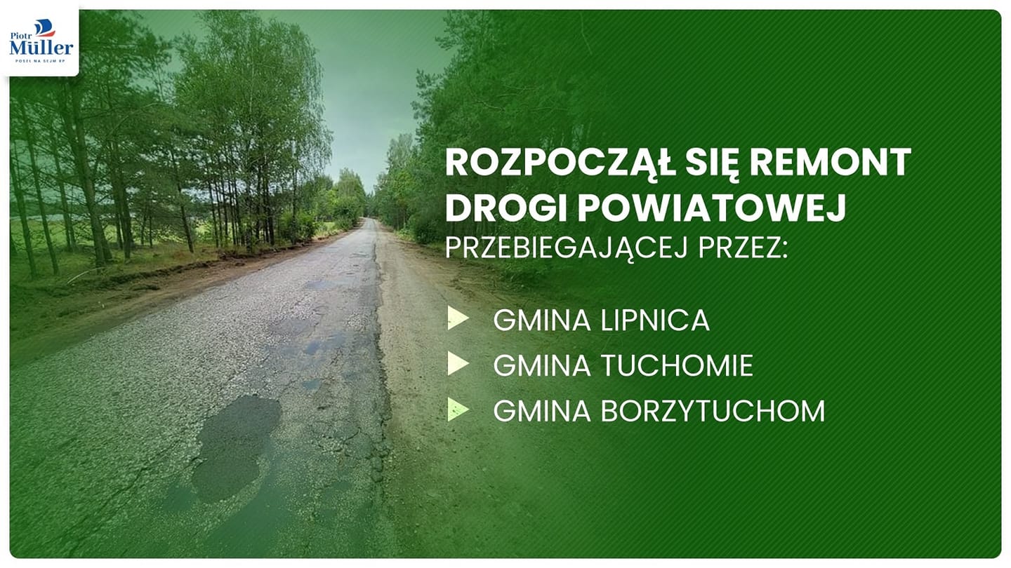 Rozpoczął się najbardziej wyczekiwany remont drogi powiatowej łączącej Gminę Lipnica - Gminę Tuchomie i Gminę Borzytuchom.