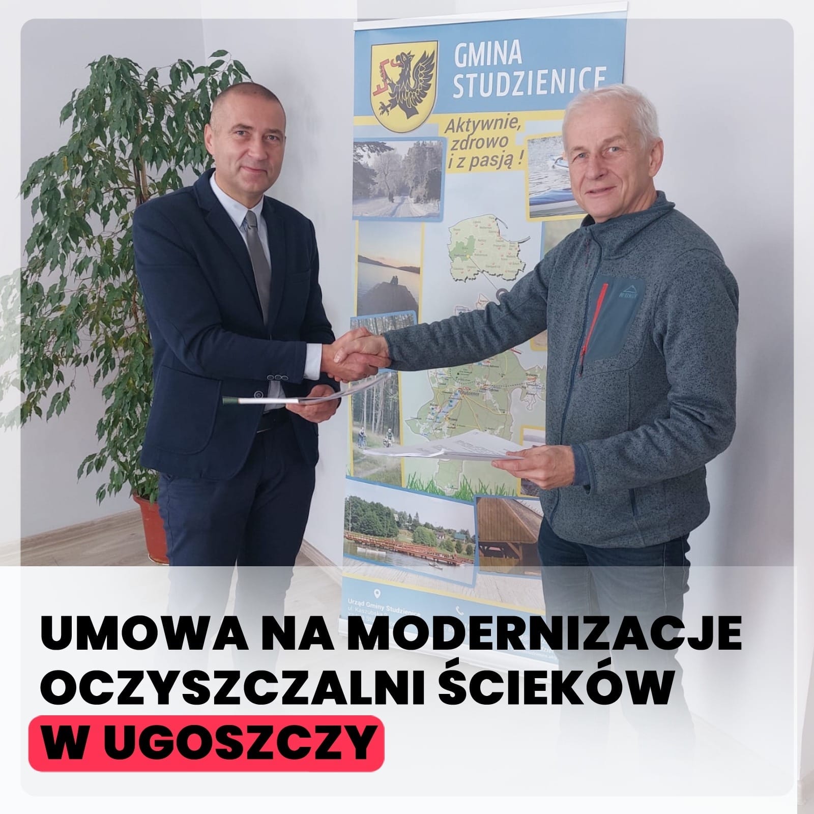 W ubiegły wtorek została podpisana umowa na modernizacje oczyszczalni ścieków w Ugoszczy. Inwestycja dofinansowana jest z Rządowego Funduszu "Polski Ład" w kwocie 5 mln zł.