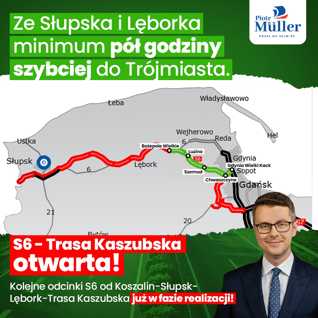 Pod koniec zeszłego roku oficjalnie otworzono Trasę Kaszubską, czyli ponad 40 km trasy ekspresowej S6 między Bożympolem Wielkim a Gdynią.