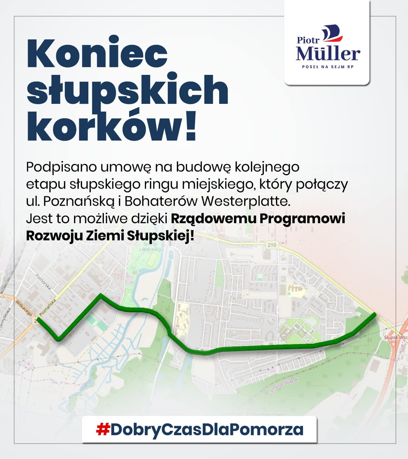 Umowa na budowę kolejnego etapu słupskiego ringu miejskiego, który połączy ul. Poznańską i Bohaterów Westerplatte, podpisana.