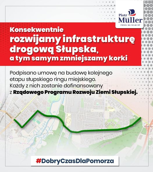 Konsekwentnie rozwijamy infrastrukturę drogową Słupska, a tym samym zmniejszamy korki. We wtorek podpisano umowę na budowę kolejnego etapu słupskiego ringu.
