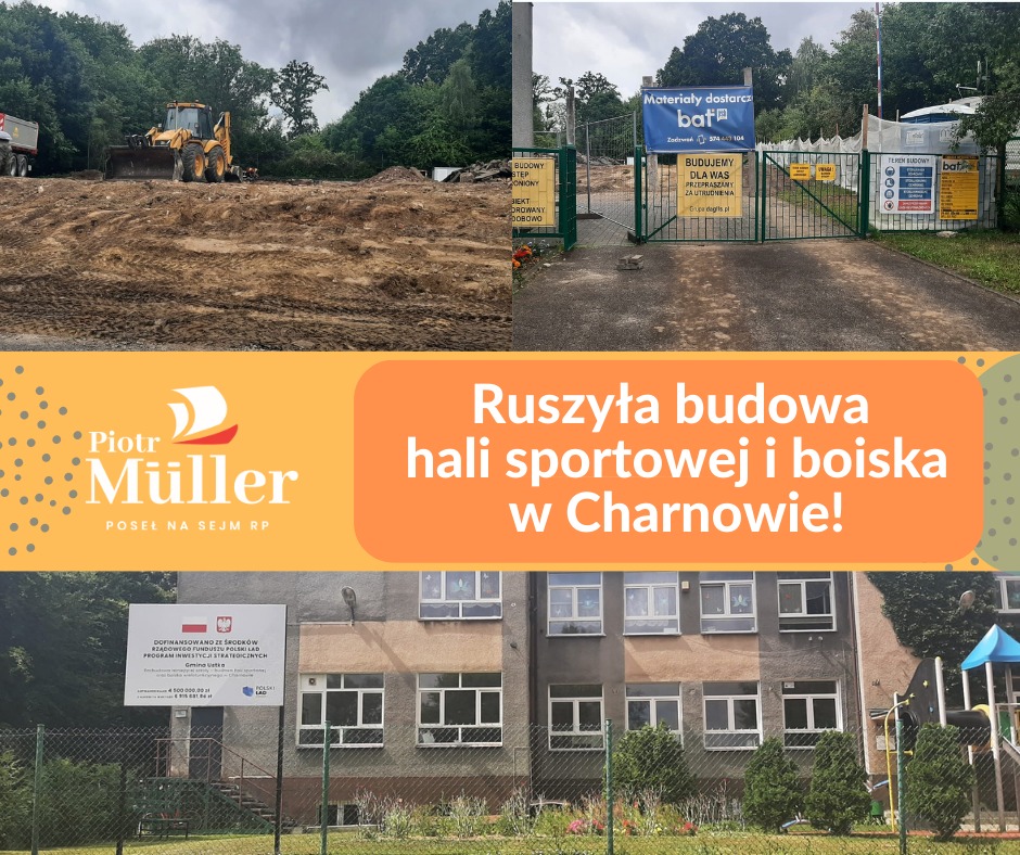 Dzięki dofinansowaniu z Rządowego Programu Inwestycji Strategicznych ruszył projekt, na który mieszkańcy Charnowa w Gmina Ustka czekali od lat: budowa hali sportowej i boiska przy szkole podstawowej w Charnowie!