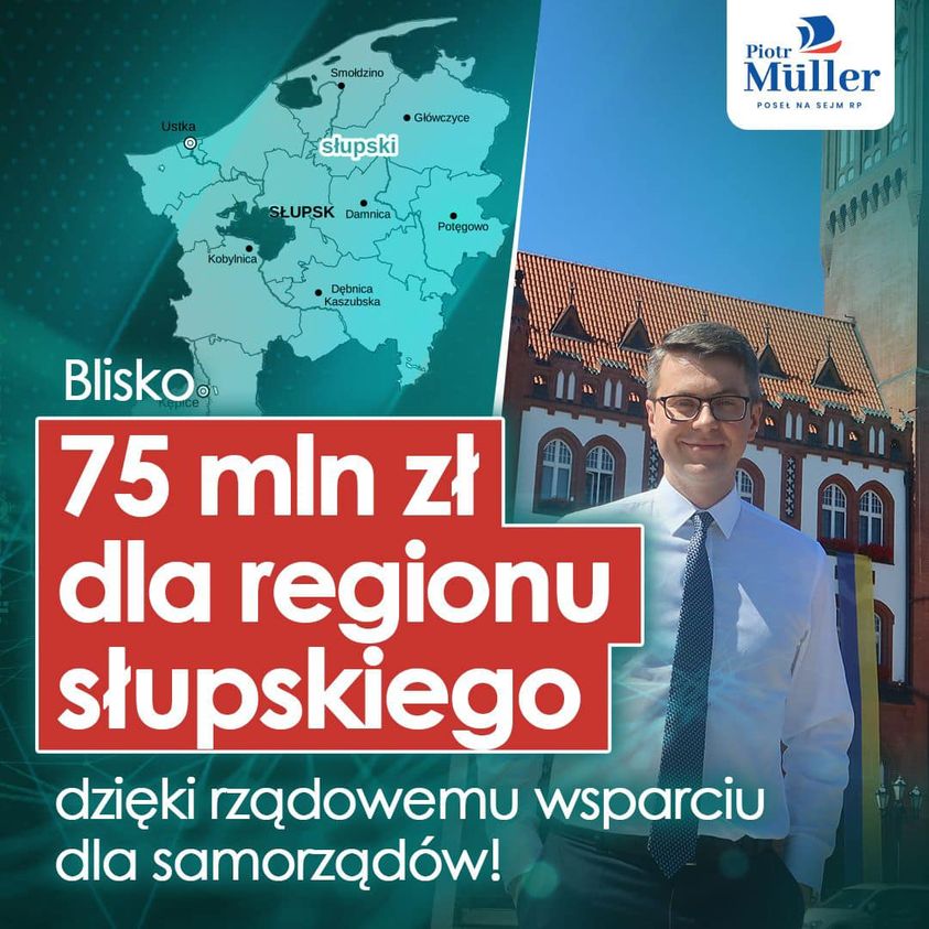 Blisko 75 mln zł dla regionu słupskiego dzięki rządowemu wsparciu dla samorządów!