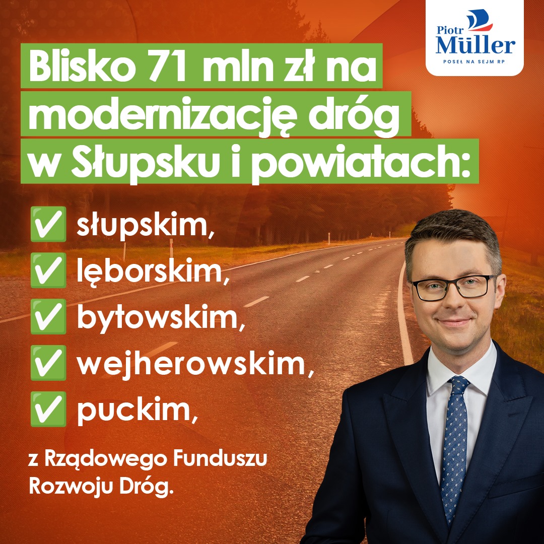 Blisko 71 mln zł na modernizację dróg w Słupsku i powiatach: słupskim, lęborskim, bytowskim, wejherowskim oraz puckim